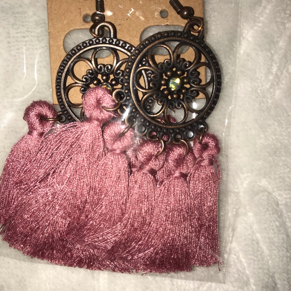 New Pink Tassel Earrings